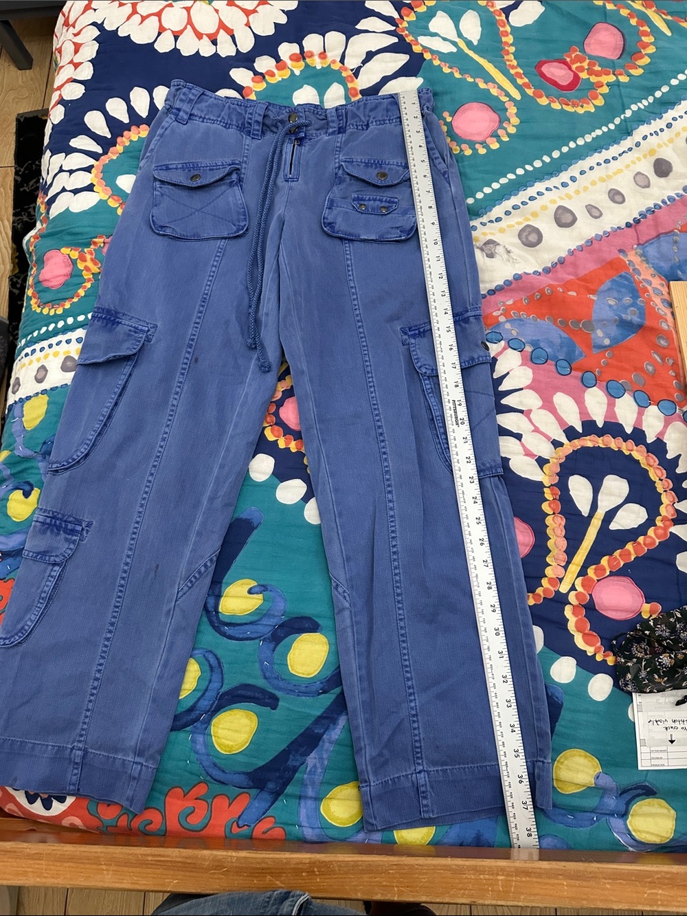 Free People Royal Blue Cargo Pants with Utility Pockets - Picture 3 of 8